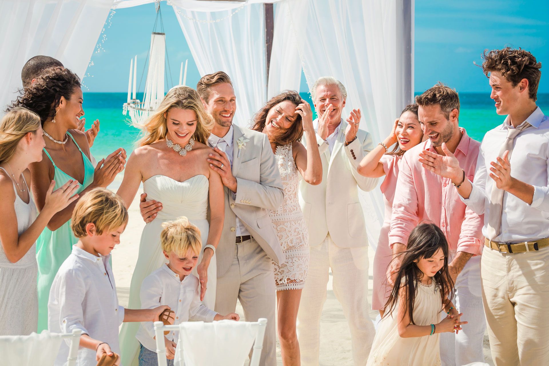 Beach wedding with kids