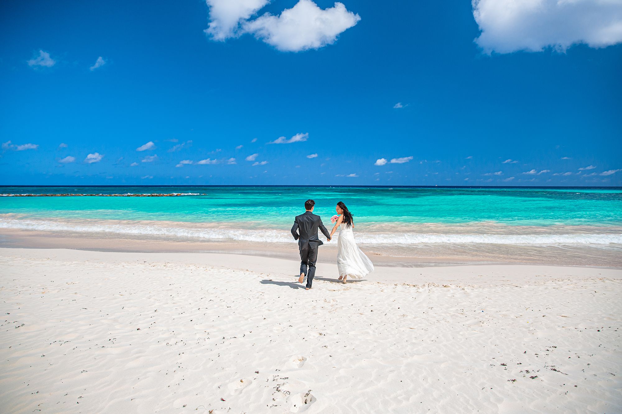 Sandals Beach Wedding Vow Renewal Running